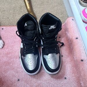 Black and Silver Nike Air Jordan Women’s High-Tops, Sz 8